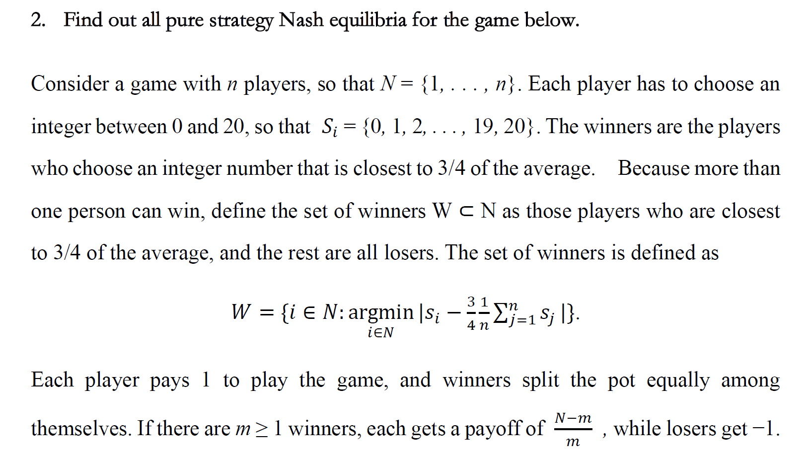 2. Find out all pure strategy Nash equilibria for the | Chegg.com