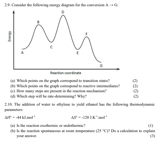 Solved 2.9. ﻿Consider the following energy diagram for the | Chegg.com