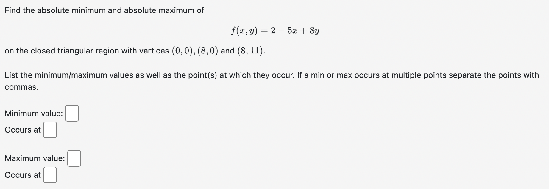 Solved Find the absolute minimum and absolute maximum of | Chegg.com