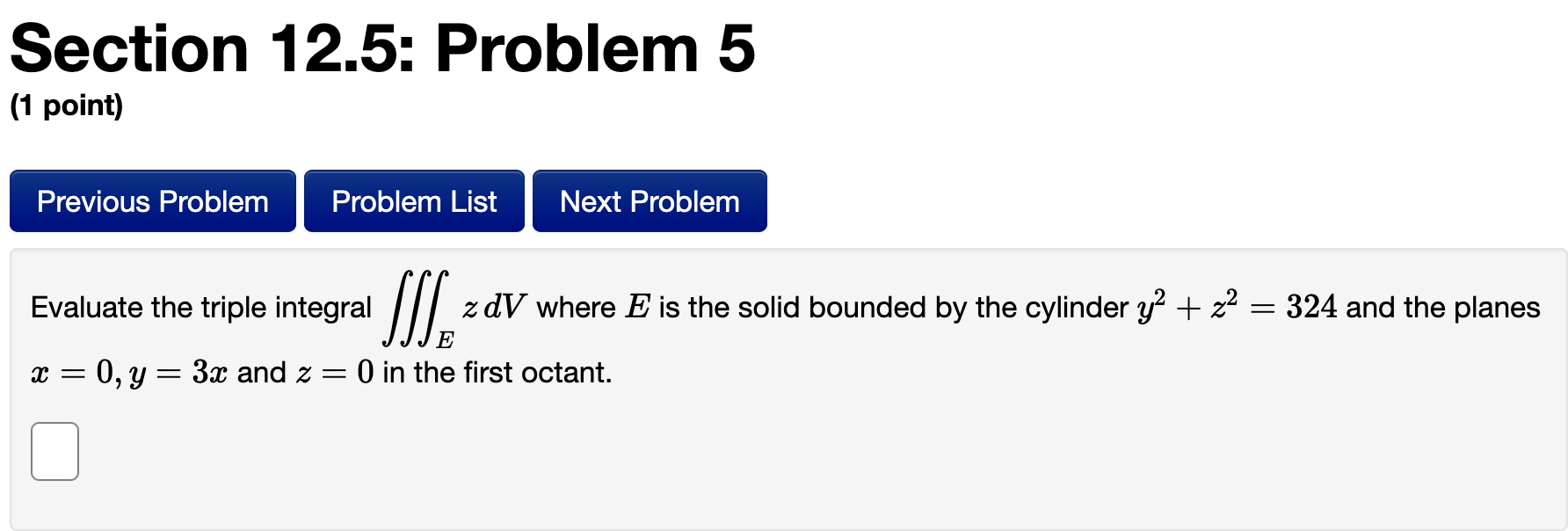 Solved Section 12.5: Problem 5 (1 point) Previous Problem | Chegg.com