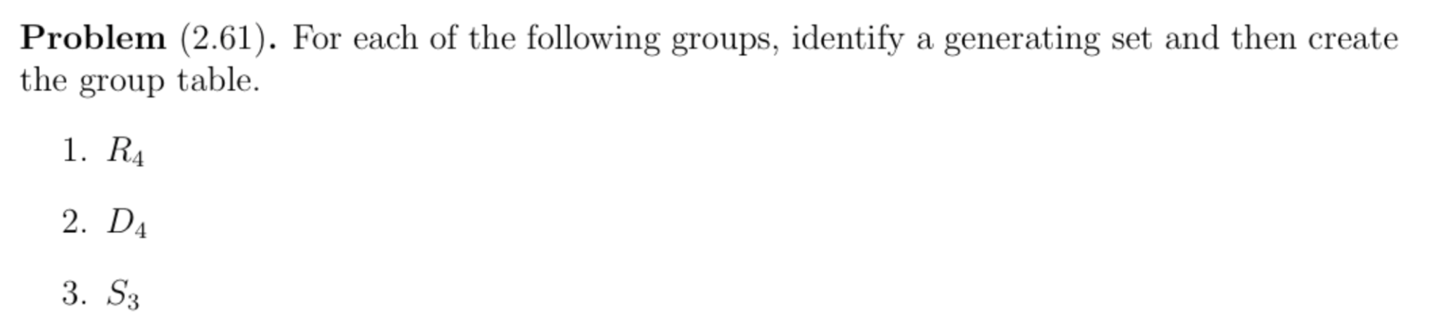 Solved Problem (2.61). For Each Of The Following Groups, | Chegg.com