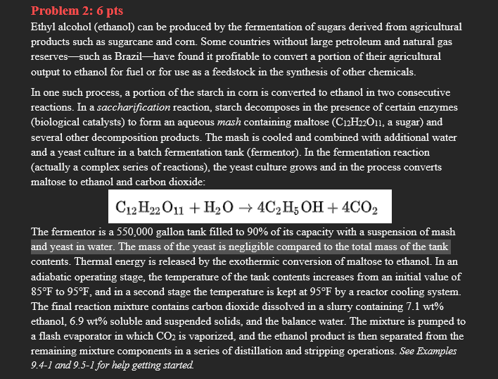 Solved Ethyl alcohol (ethanol) can be produced by the