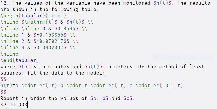Solved 12. The values of the variable have been monitored | Chegg.com