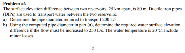 Solved Problem #6 The surface elevation difference between | Chegg.com