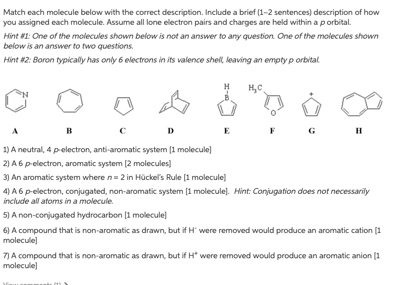 Solved Match each molecule below with the correct | Chegg.com