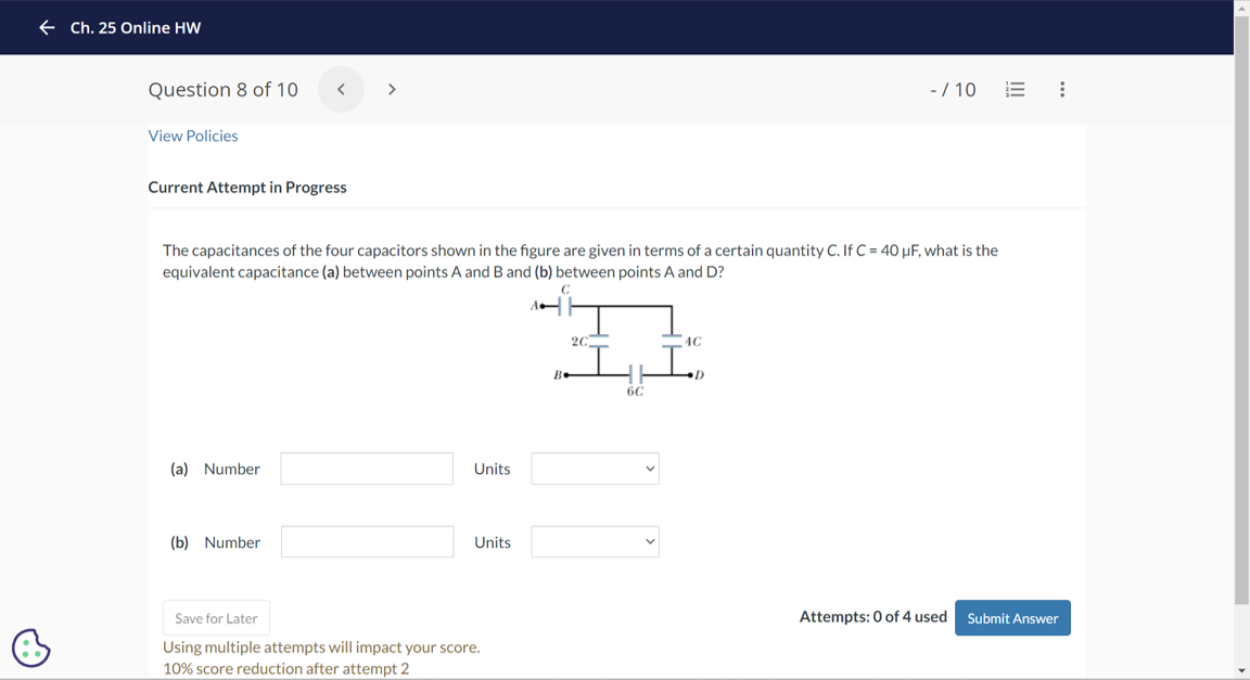 Solved Current Attempt in Progress The capacitances of the | Chegg.com