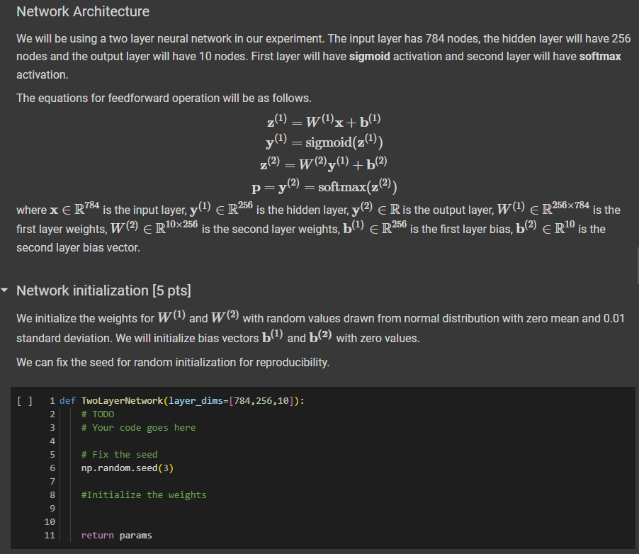 Solved Network Architecture We will be using a two layer | Chegg.com