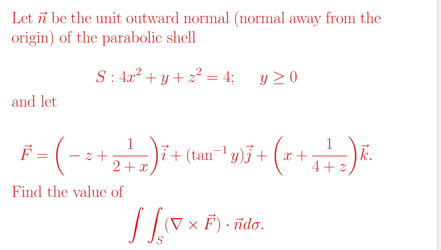 Solved Let n be the unit outward normal (normal away from | Chegg.com