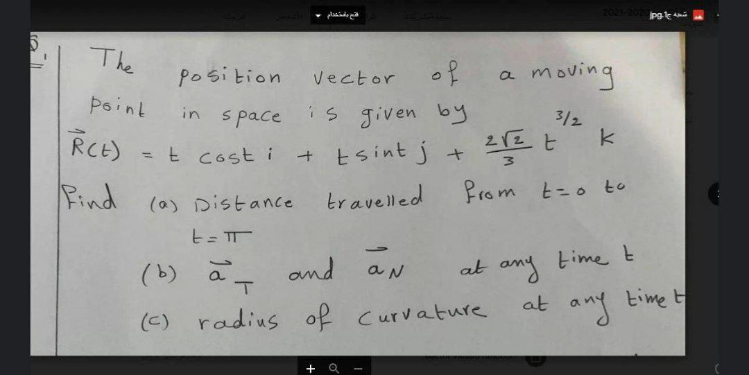 Solved فتح باستخدام - jpg. I The а in space point R(E) 3/ | Chegg.com