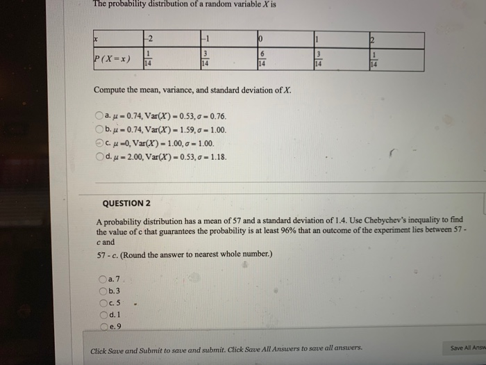 Solved The probability distribution of a random variable X | Chegg.com