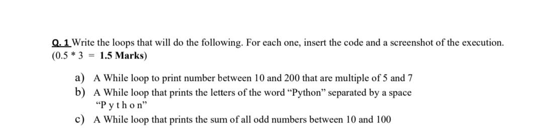 Solved plz write the PYTHON code for the following, I'll | Chegg.com