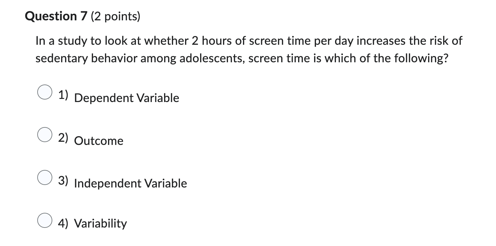 Solved Question 7 (2 points) In a study to look at whether 2 | Chegg.com