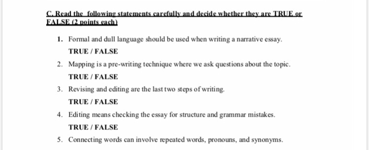 Solved C. Read the following statements carefully and decide | Chegg.com