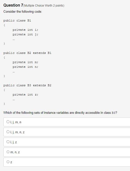 Solved Question 7 (Multiple Choice Worth 2 Points) Consider | Chegg.com