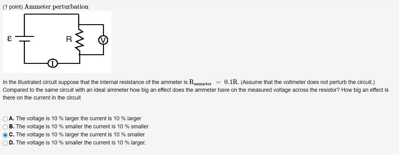 Solved (1 point) Ammeter perturbation E R In the illustrated