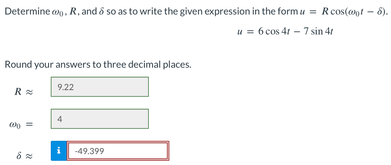 Solved Determine ω0,R, and δ so as to write the given | Chegg.com