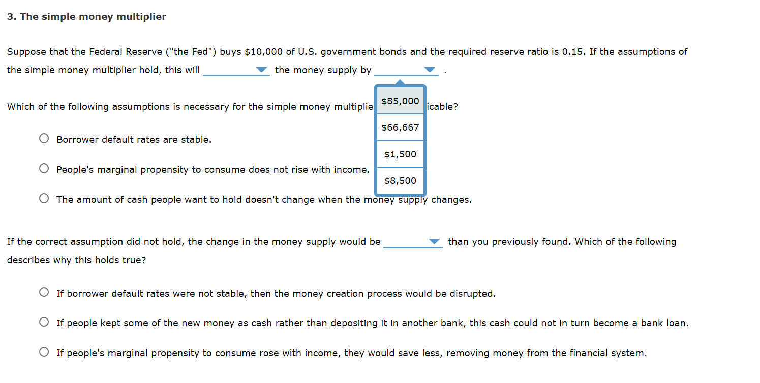 Solved 3. The Simple Money Multiplier Suppose That The | Chegg.com