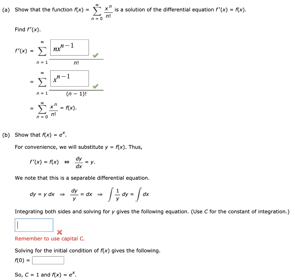 Solved Do A Show That The Function F X Is A Solution Of