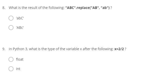 Solved 8. What is the result of the following: | Chegg.com
