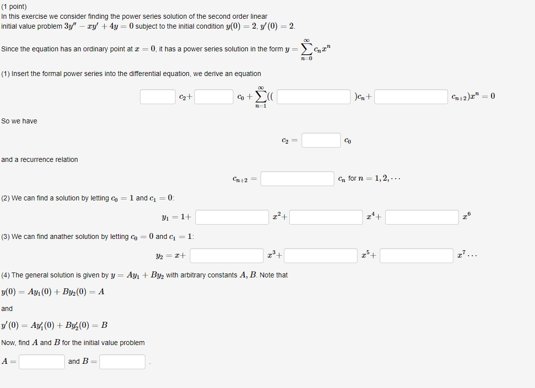 Solved (1 Point) In This Exercise We Consider Finding The | Chegg.com