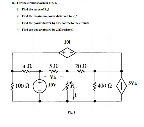 Solved (a) For the circuit shown in Fig. 1. 1. Find the | Chegg.com