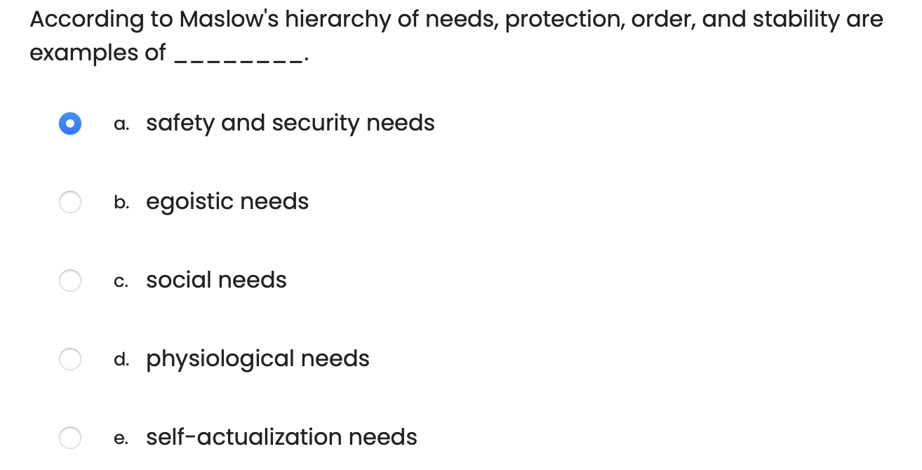 Solved According To Maslow S Hierarchy Of Needs Protection Chegg Solved According To Maslow S Hierarchy Of Needs Protection Chegg
