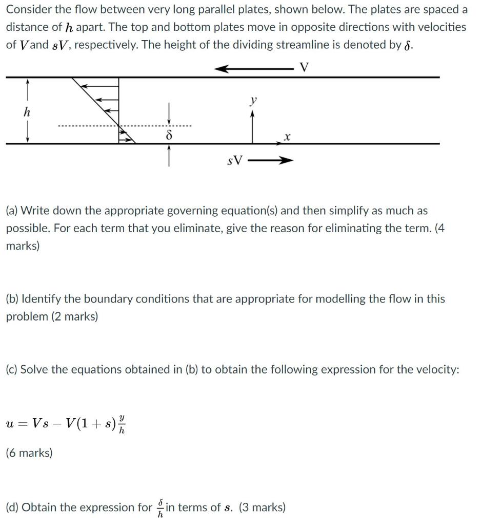 Solved Consider the flow between very long parallel plates, | Chegg.com