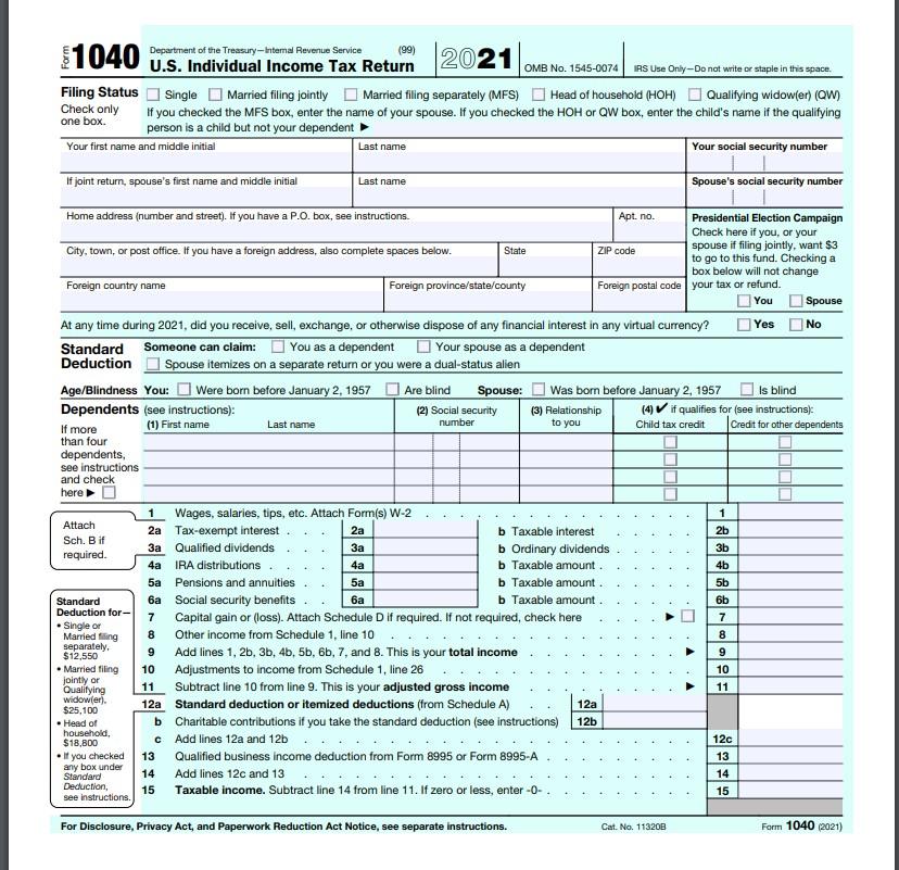 Fom 1040 (2021) Page 2SCHEDULE 1 Additional