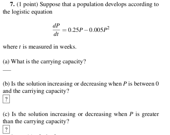 Solved 7. (1 Point) Suppose That A Population Develops | Chegg.com