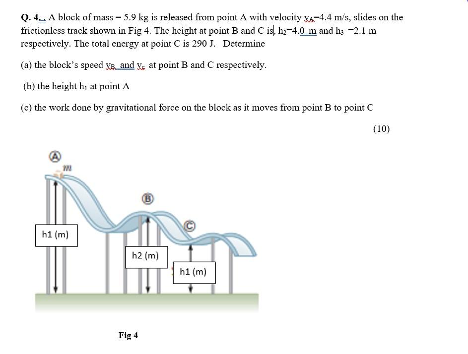 Solved Q 44 A Block Of Mass 5 9 Kg Is Released From P Chegg Com