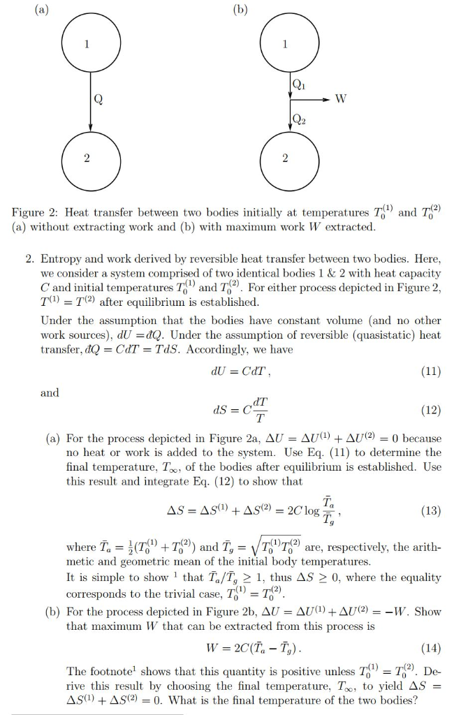 Figure 2: Heat Transfer Between Two Bodies Initially | Chegg.com