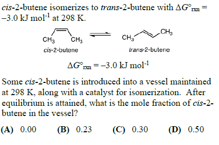 Solved Cis-2-butene Isomerizes To Trans-2-butene With | Chegg.com