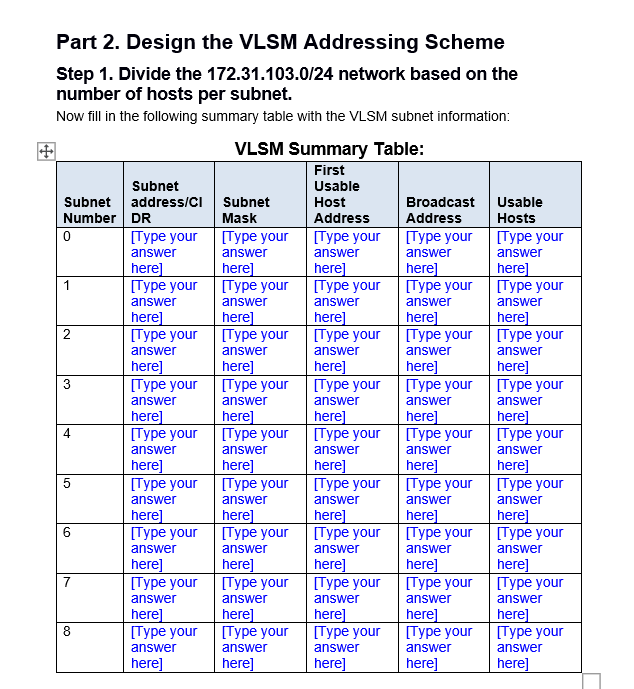 Solved Logbook activity 5: Subnetting Network Topologies 1. | Chegg.com