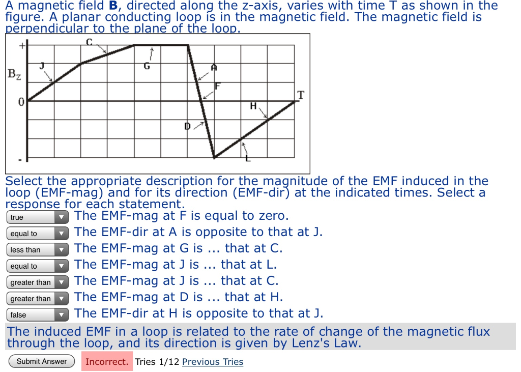 Solved A magnetic field B, directed along the z-axis, varies | Chegg.com