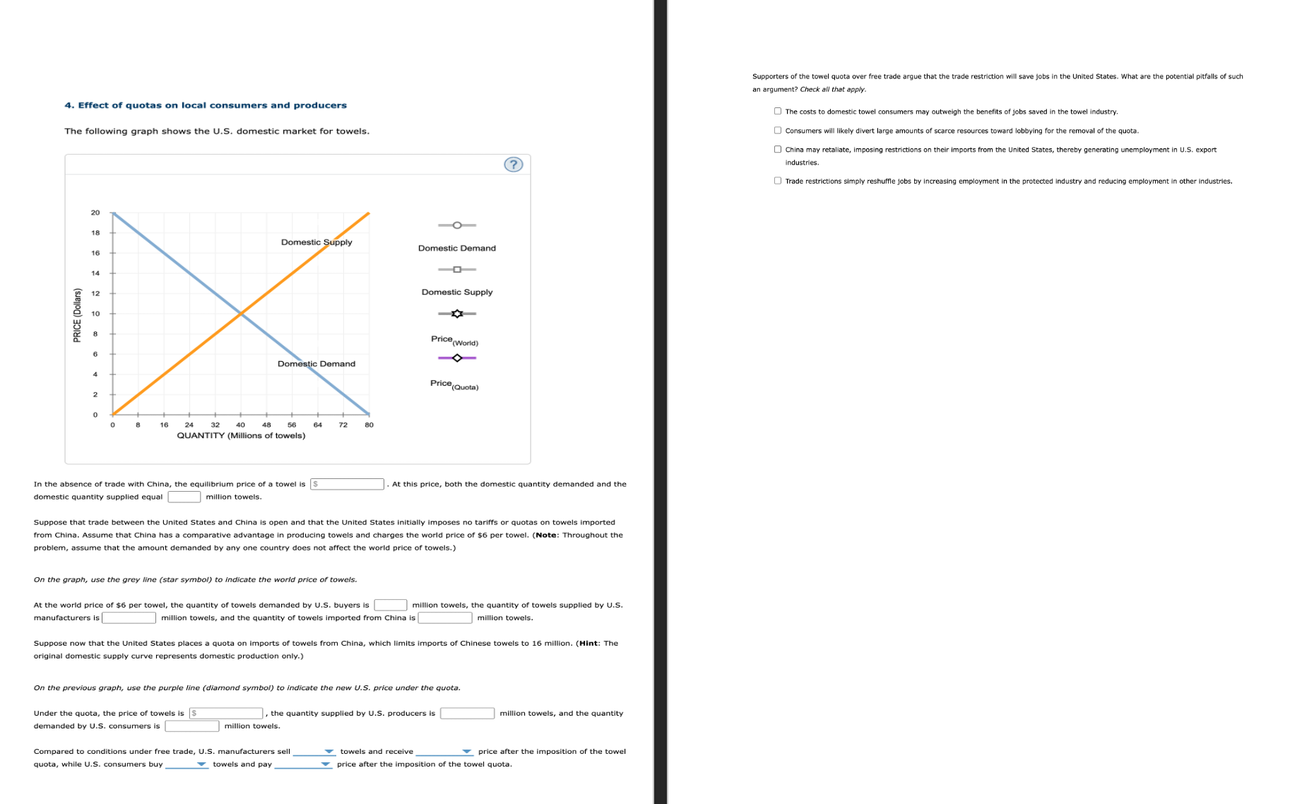 Solved Supporters of the towel quota over free trade argue