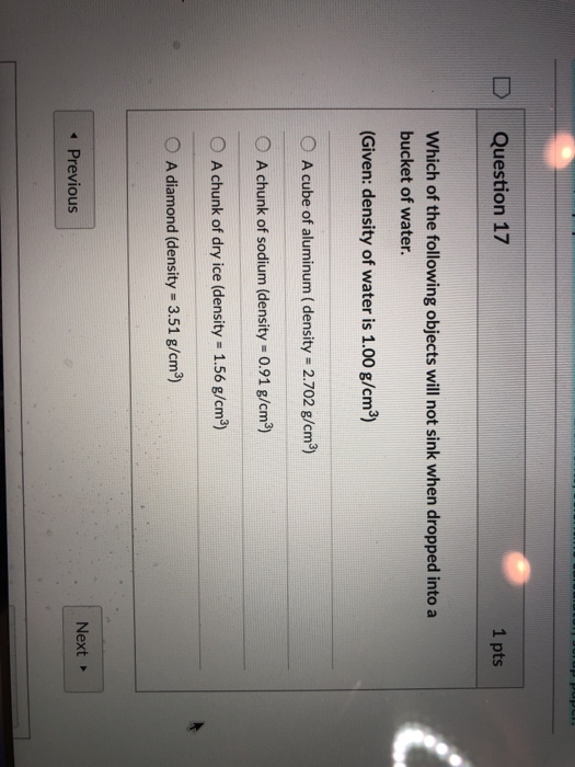 Solved D Question 17 1 pts Which of the following objects | Chegg.com