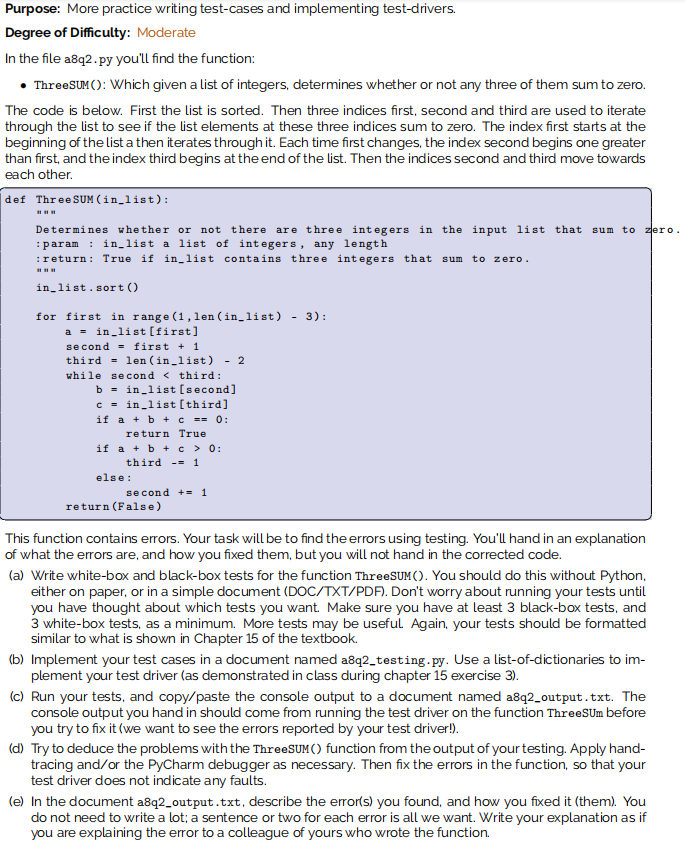 Solved Purpose More practice writing testcases and