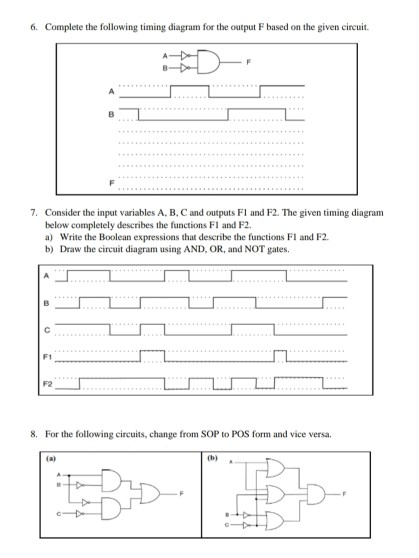 Solved 6. Complete the following timing diagram for the | Chegg.com