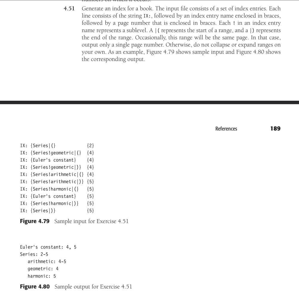 4.51 Generate an index for a book. The input file | Chegg.com