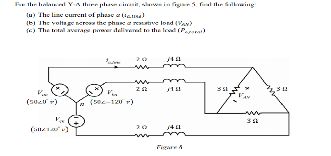 Solved For the balanced Y-A three phase circuit, shown in | Chegg.com