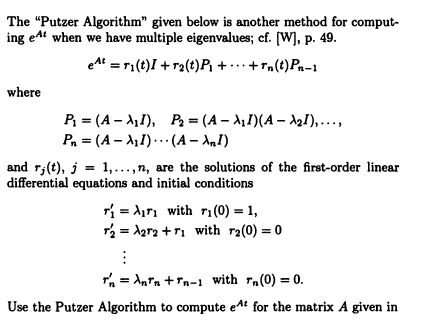 Solved The "Putzer Algorithm" given below is another method | Chegg.com