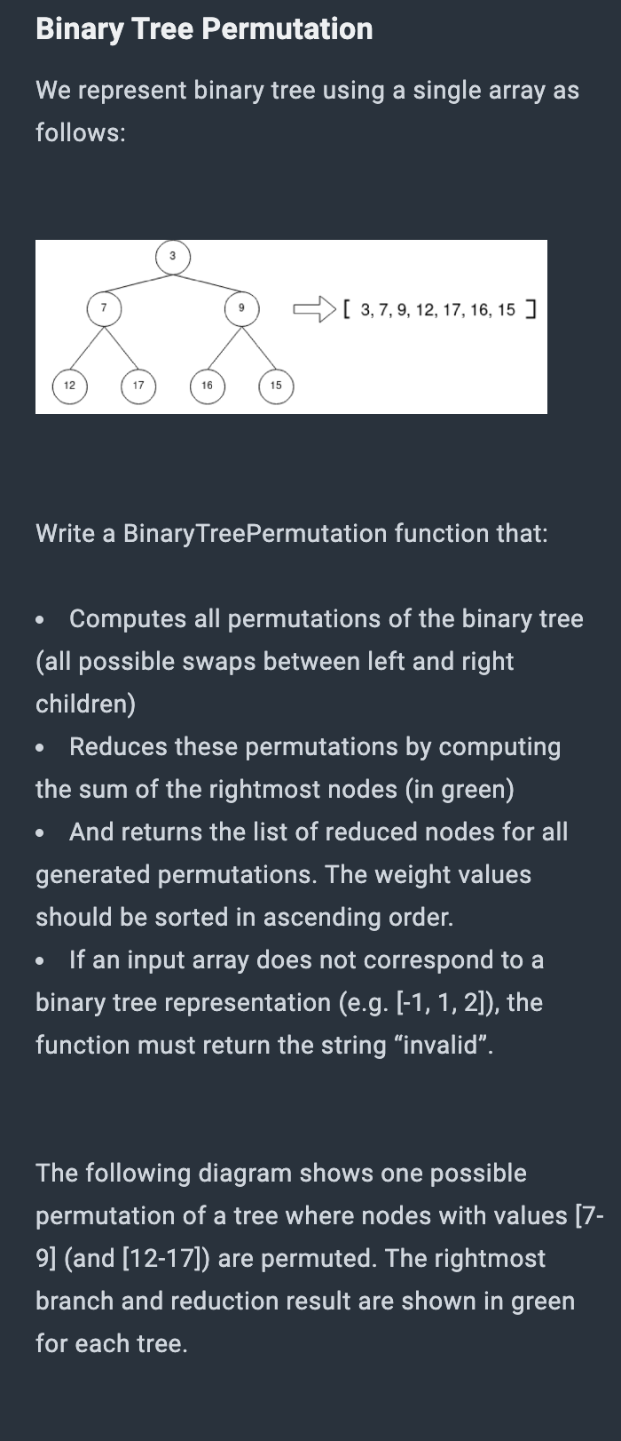 Binary Tree Permutation We represent binary tree | Chegg.com
