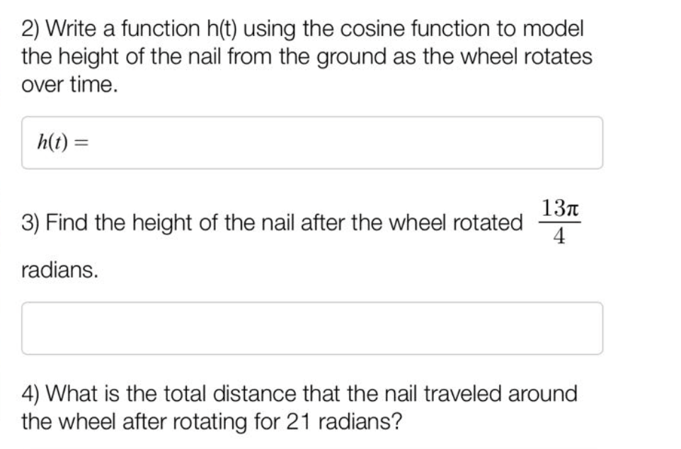 Solved A car wheel has a diameter of 30 inches. A nail stuck