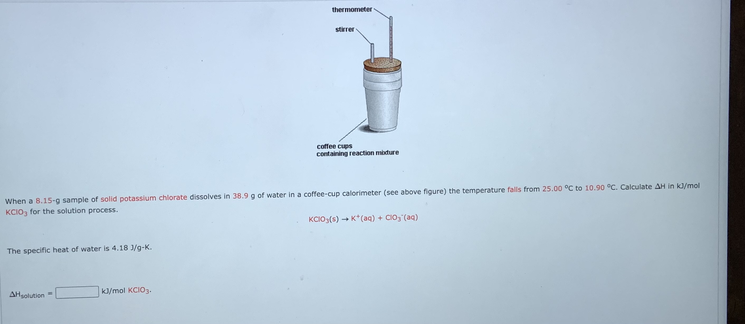 Solved KClO3 for the solution process. KClO3( | Chegg.com