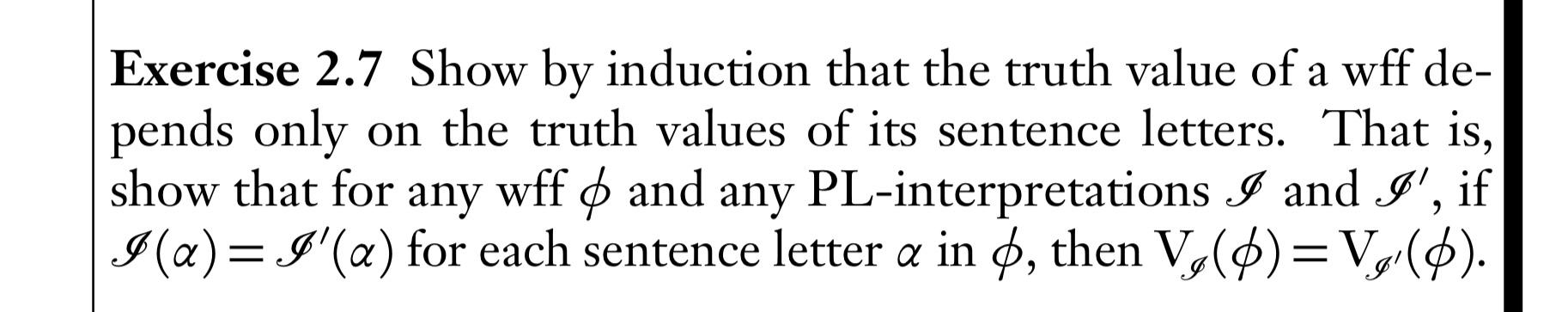 A Exercise 2.7 Show By Induction That The Truth Value 