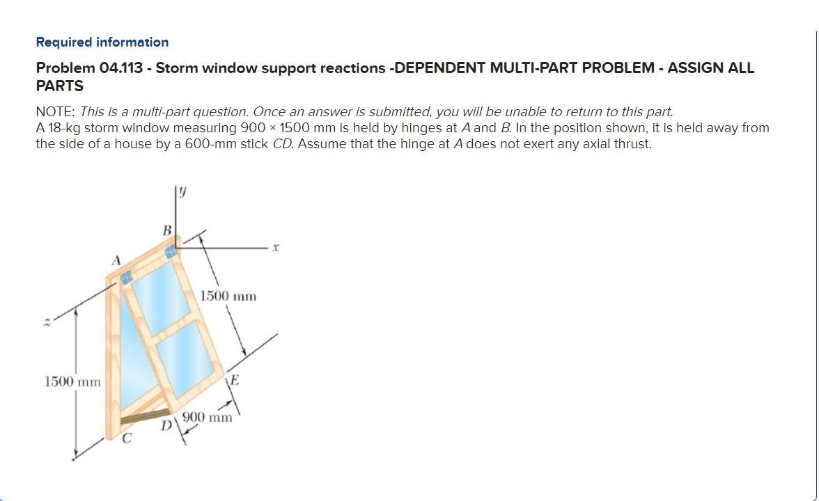 Solved Required information Problem 04.113 - Storm window | Chegg.com