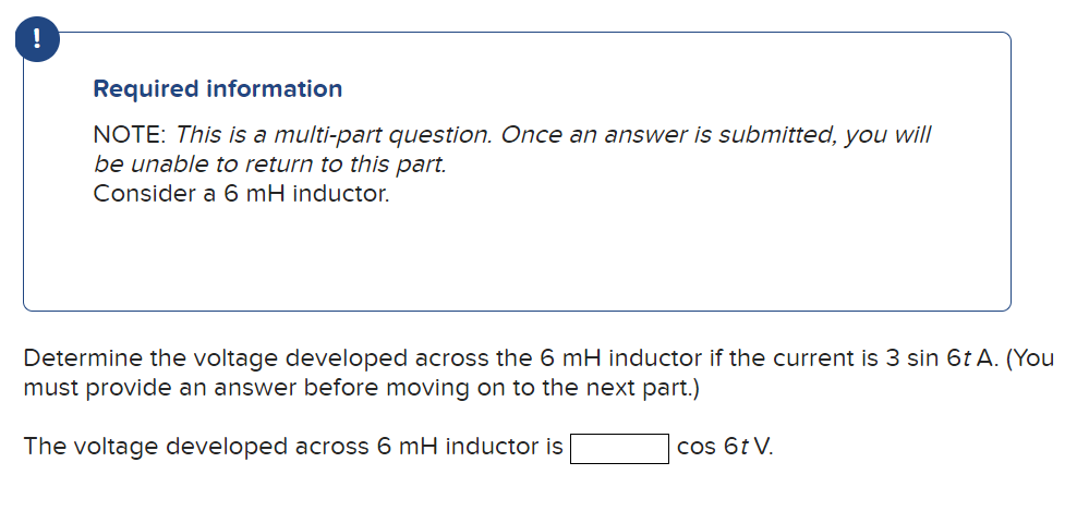 Solved Required information NOTE: This is a multi-part | Chegg.com
