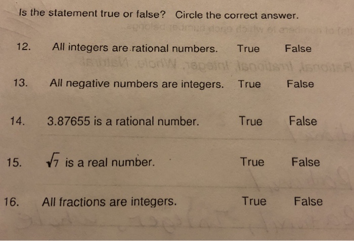 Solved Is the statement true or false? Circle the correct | Chegg.com