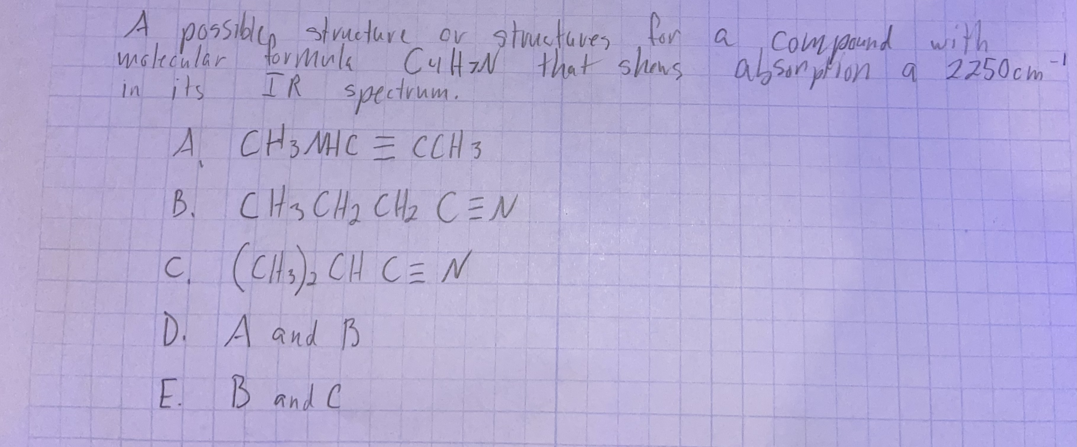 Solved A possible structure or structures for a compound | Chegg.com