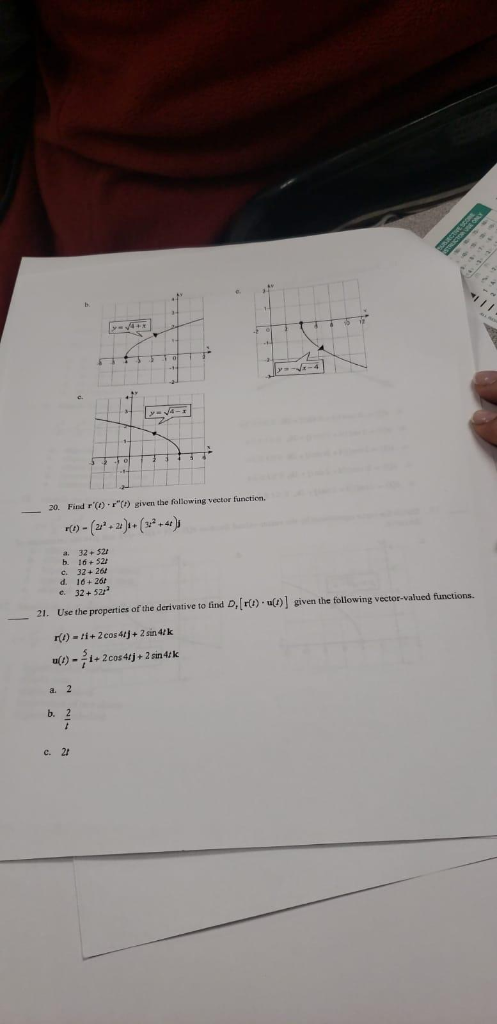 Solved 20. Find r'() rt) given the following vector | Chegg.com